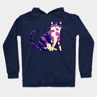 Purple Happy Calico Cat Hoodie